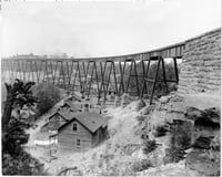 View of Bohemian Flats below the Minneapolis Western Railroad bridge